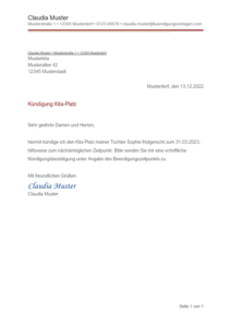 Kündigung Kindergarten: Vorlage & Muster - Kuendigungsvorlagen.com